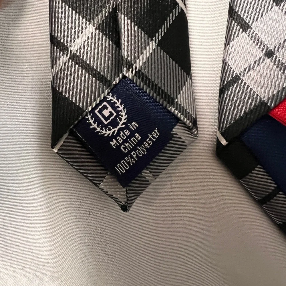 Chaps Men Plaid Necktie Black Grey White Checkered Polyester Formal Tie Standard